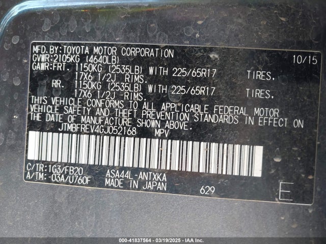 Toyota RAV4 LE 2016 JTMBFREV4GJ052168 Image 9