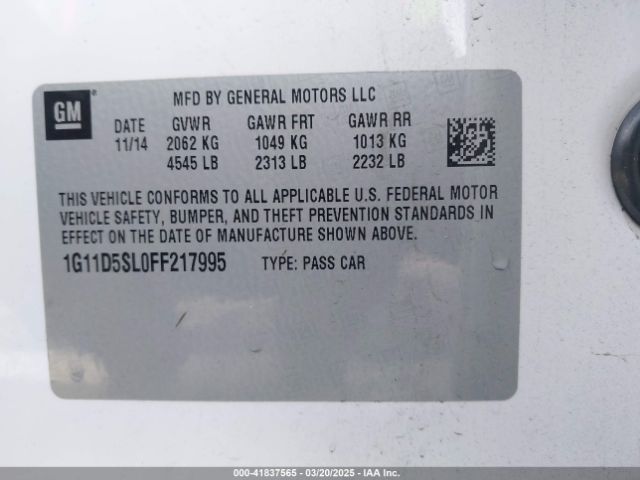 1G11D5SL0FF217995 Chevrolet MALIBU 2LT
