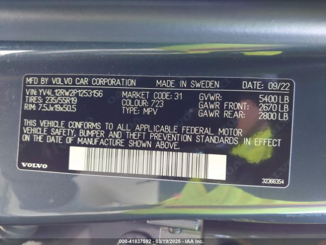 YV4L12RW2P1253156 Volvo Xc60 B5 Plus Dark Theme