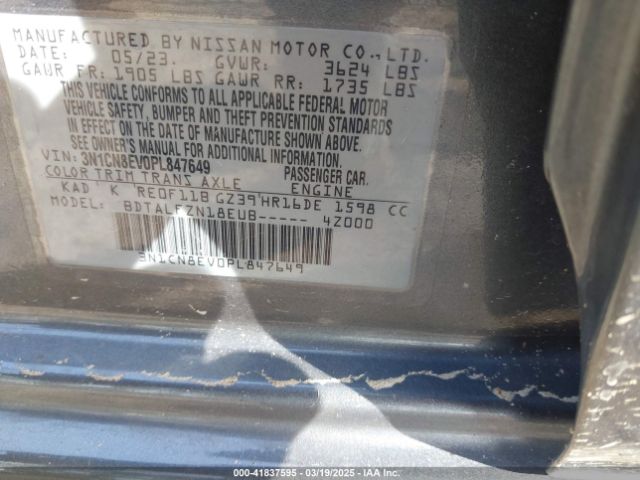 3N1CN8EV0PL847649 Nissan Versa 1.6 Sv Xtronic Cvt
