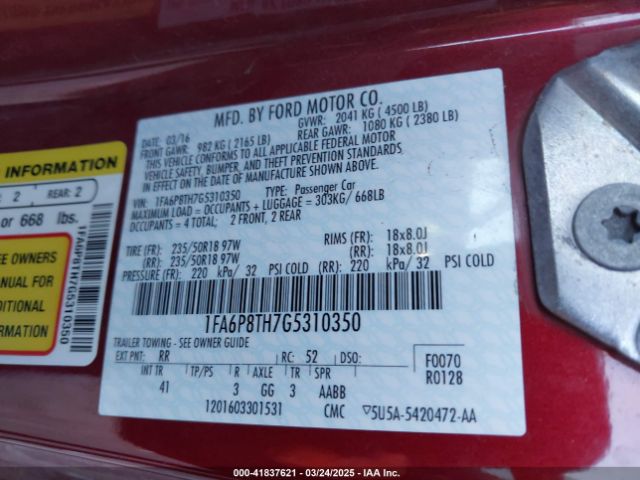 1FA6P8TH7G5310350 Ford Mustang Ecoboost