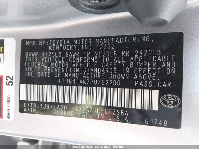 4T1G11AK7PU762290 Toyota CAMRY SE