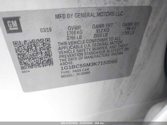 1G1BC5SM3K7153066 Chevrolet CRUZE LS