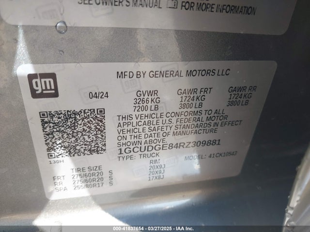 1GCUDGE84RZ309881 Chevrolet Silverado 1500 4wd  Short Bed Ltz