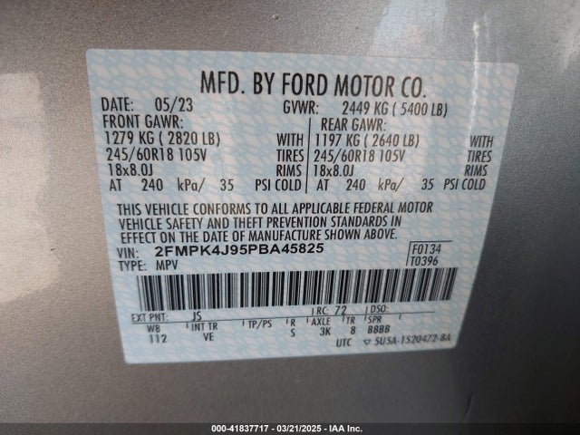 Ford EDGE SEL 2023 2FMPK4J95PBA45825 Image 9