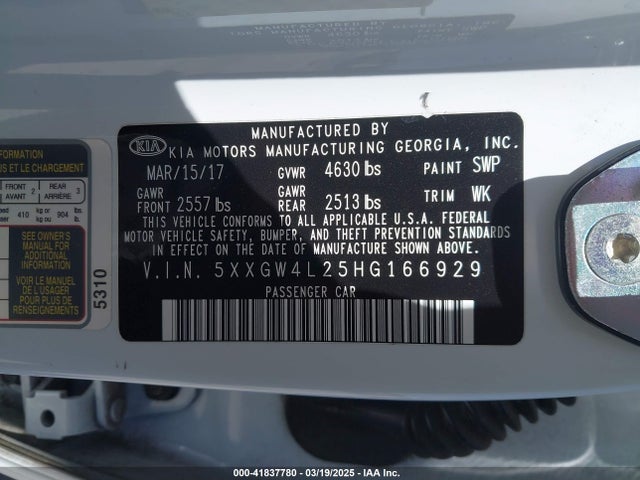 5XXGW4L25HG166929 KIA Optima Sx Turbo