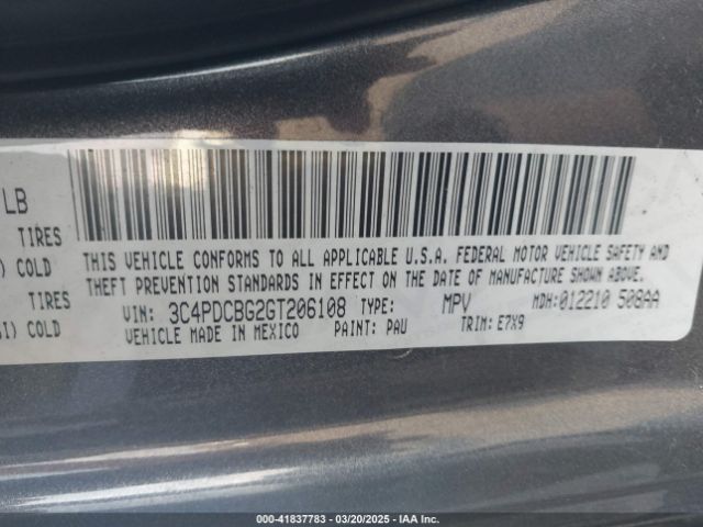 3C4PDCBG2GT206108 Dodge Journey Sxt