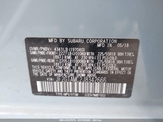 JF2GTAMC2J8342666 Subaru Crosstrek 2.0i Limited