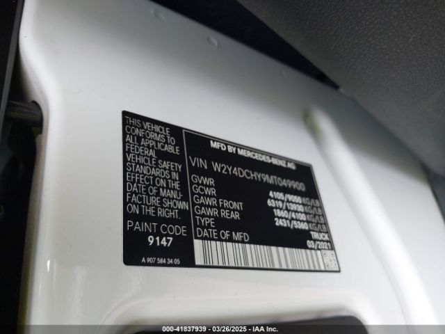 W2Y4DCHY9MT049900 Freightliner Sprinter 2500 High Roof I4 Diesel