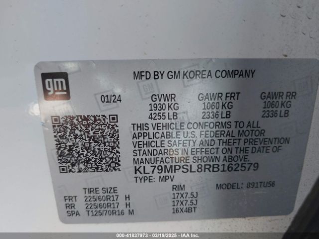 KL79MPSL8RB162579 Chevrolet Trailblazer Fwd Lt