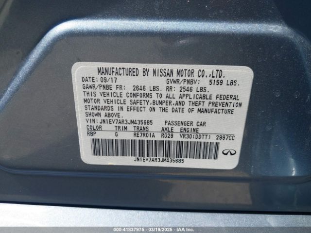 JN1EV7AR3JM435685 Infiniti Q50 3.0t Luxe