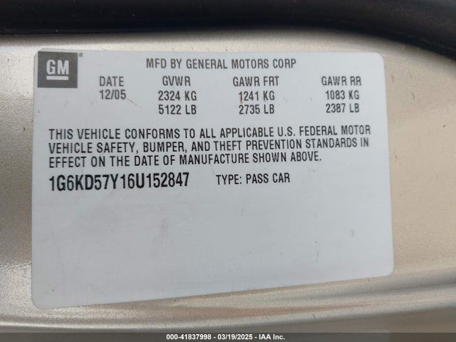 2006 CADILLAC DTS 1G6KD57Y16U152847 Photo 8