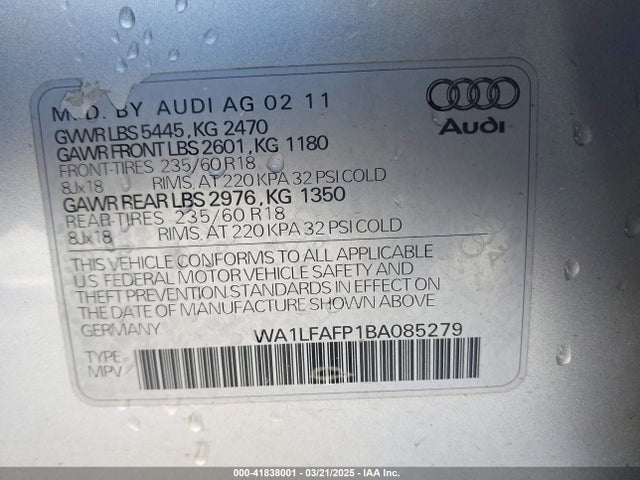 2011 AUDI Q5 WA1LFAFP1BA085279 Photo 8