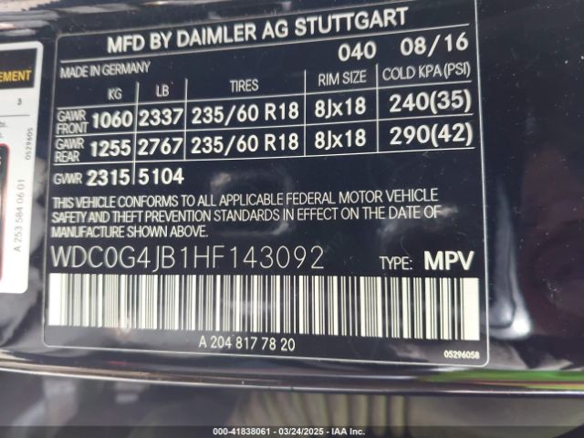 WDC0G4JB1HF143092 Mercedes-Benz GLC 300