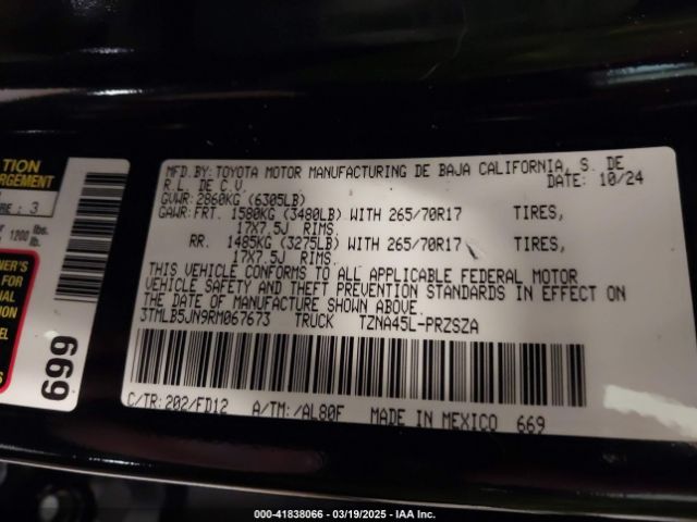 3TMLB5JN9RM067673 Toyota Tacoma Trd Off Road 4wd