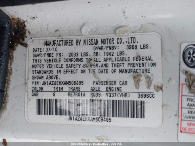 2010 NISSAN 370Z JN1AZ4EHXAM506495 Photo 8