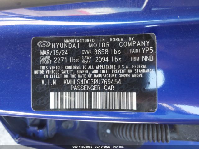 KMHLS4DG3RU769454 Hyundai ELANTRA SEL