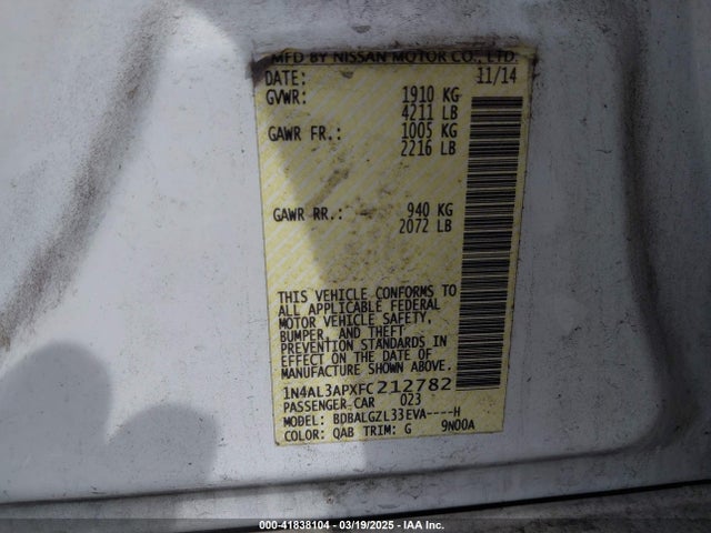 1N4AL3APXFC212782 Nissan Altima 2.5 S