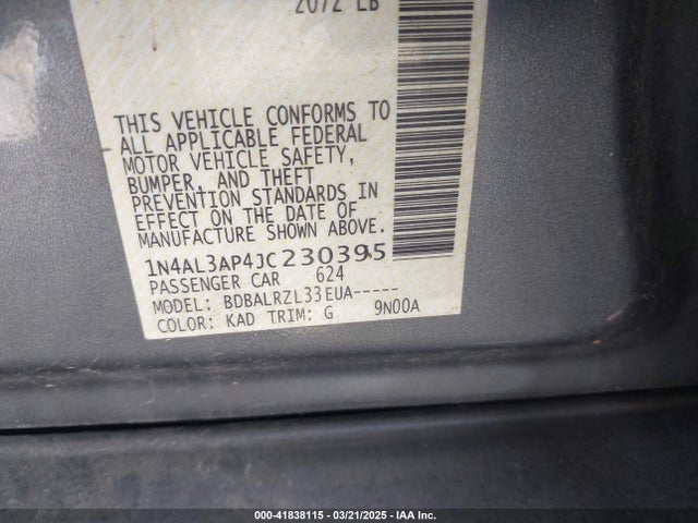 1N4AL3AP4JC230395 Nissan Altima 2.5 Sl