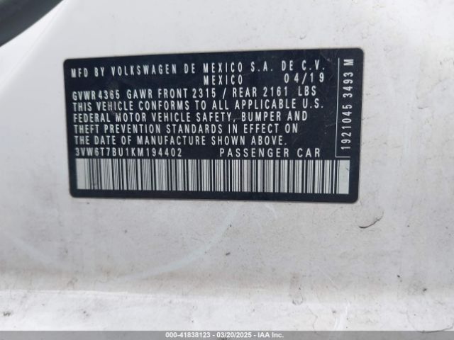 3VW6T7BU1KM194402 Volkswagen Jetta Gli 2.0t 35th Anniversary Edition/2.0t Autobahn/2.0t S