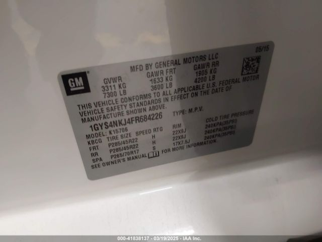 1GYS4NKJ4FR684226 Cadillac Escalade Premium
