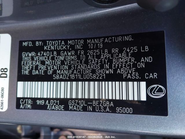 58ADZ1B11LU058221 Lexus ES 350