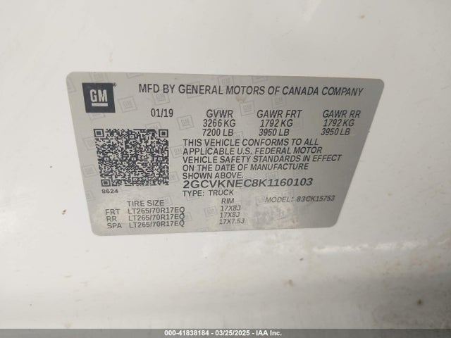 2GCVKNEC8K1160103 Chevrolet Silverado 1500 Ld Wt