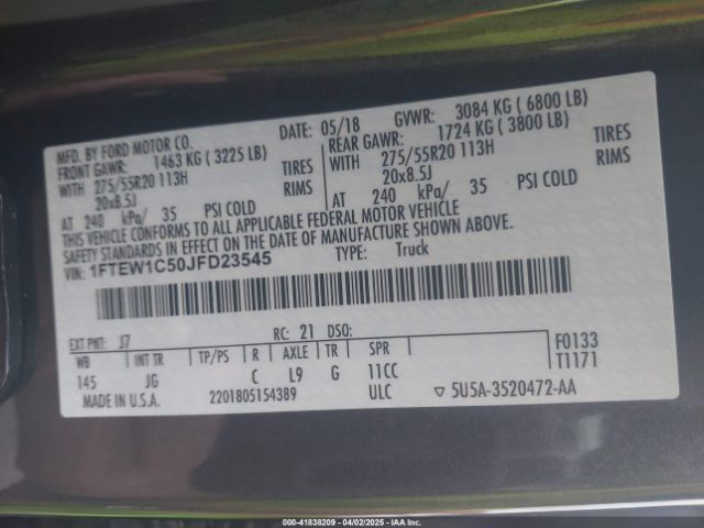 1FTEW1C50JFD23545 Ford F-150 Xl