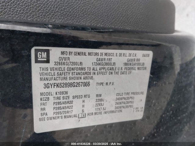 2008 CADILLAC ESCALADE EXT 3GYFK62898G267066 Photo 8