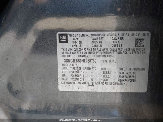 3GNCJLSB0HL268739 Chevrolet Trax Lt