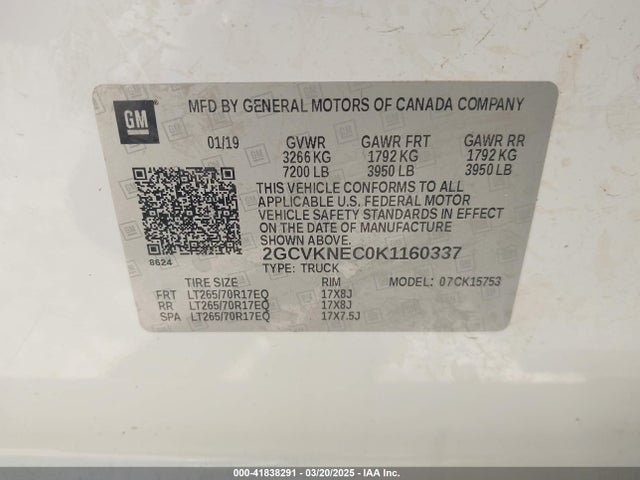 2GCVKNEC0K1160337 Chevrolet Silverado 1500 Ld Wt