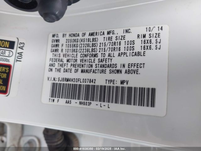 5J6RM4H30FL007842 Honda CR-V LX