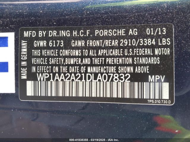 2013 PORSCHE CAYENNE WP1AA2A21DLA07832 Photo 8
