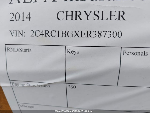 2C4RC1BGXER387300 Chrysler Town & Country Touring
