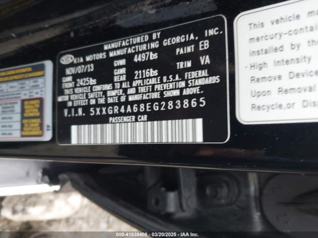 5XXGR4A68EG283865 KIA Optima Sxl Turbo