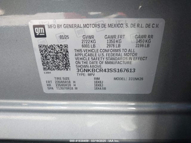 3GNKBCR43SS167613 Chevrolet Blazer Fwd 2lt