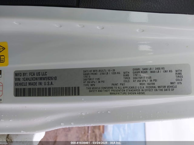 1C4HJXDN1MW592610 Jeep 2021