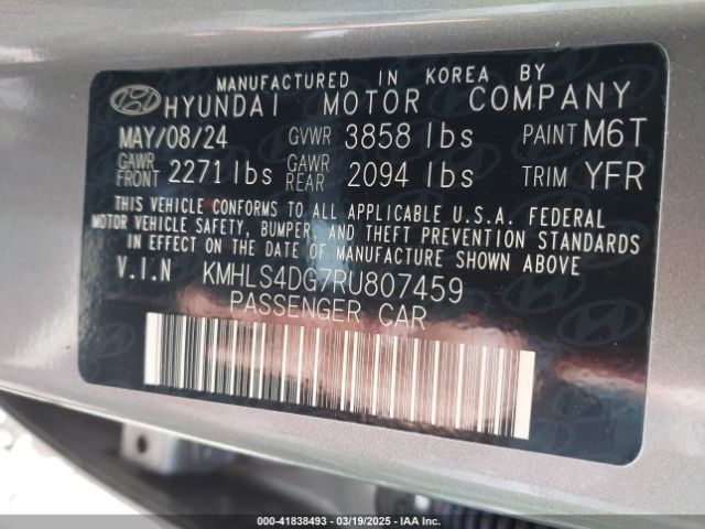KMHLS4DG7RU807459 Hyundai ELANTRA SEL