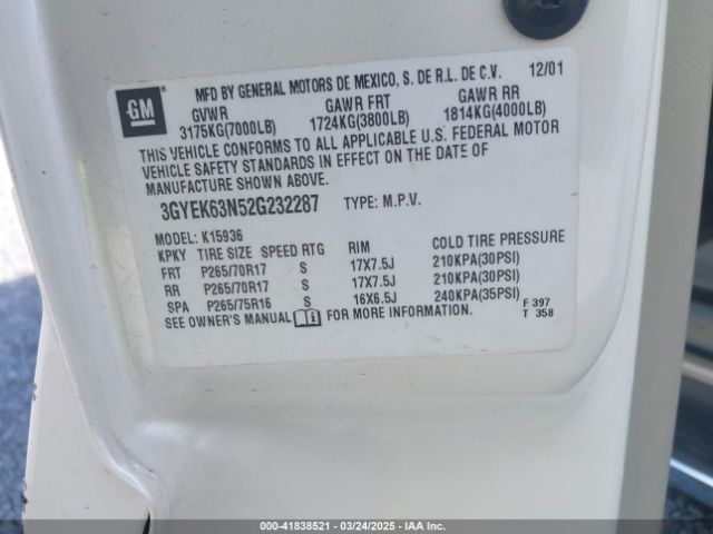 2002 CADILLAC ESCALADE EXT 3GYEK63N52G232287 Photo 8