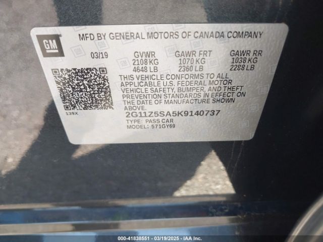 2G11Z5SA5K9140737 Chevrolet IMPALA LT
