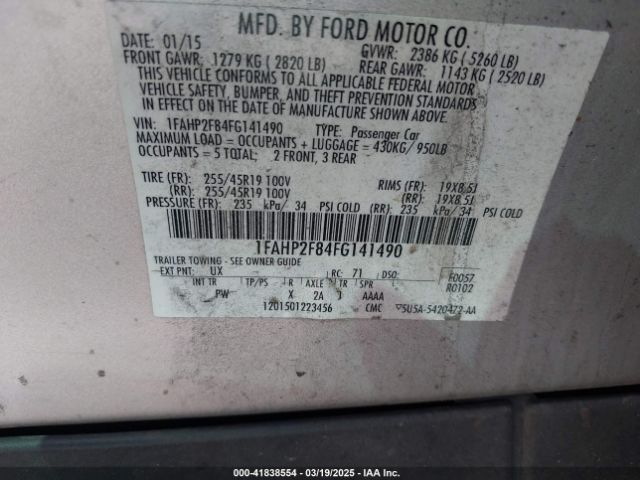 1FAHP2F84FG141490 Ford Taurus Limited