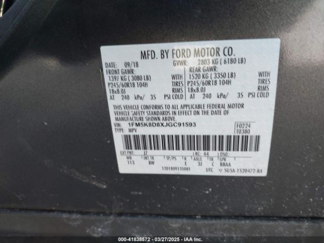 1FM5K8D8XJGC91593 Ford EXPLORER XLT
