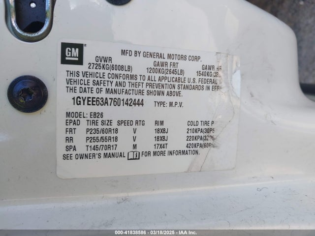 2006 CADILLAC SRX 1GYEE63A760142444 Photo 8