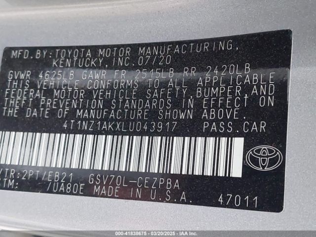 4T1NZ1AKXLU043917 Toyota CAMRY TRD