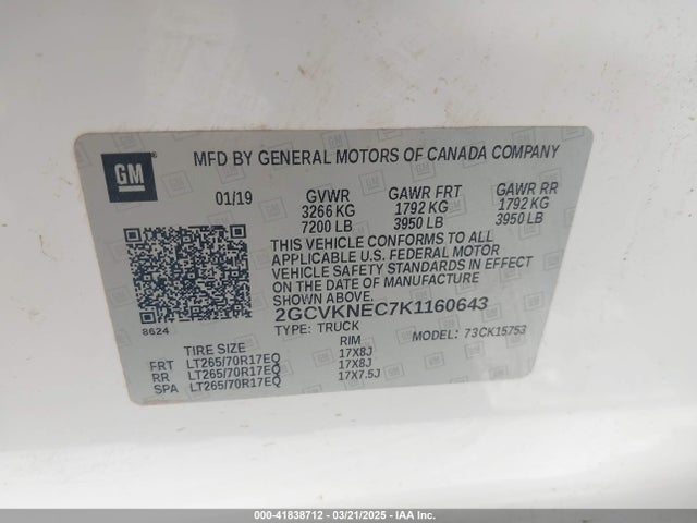 2GCVKNEC7K1160643 Chevrolet Silverado 1500 Ld Wt