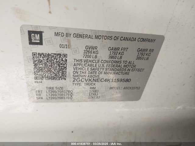 2GCVKNEC4K1159580 Chevrolet Silverado 1500 Ld Wt