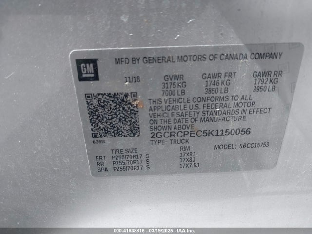 Chevrolet Silverado 1500 Ld Lt 2019 2GCRCPEC5K1150056 Image 9