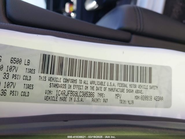 1C4RJFBG9LC305386 Jeep Grand Cherokee Limited X 4x4