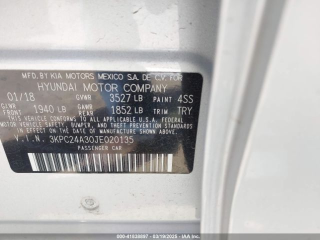 3KPC24A30JE020135 Hyundai ACCENT SE