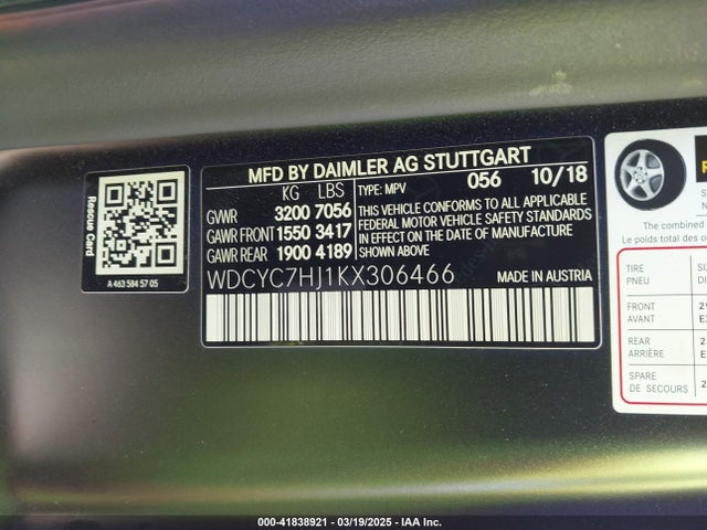 WDCYC7HJ1KX306466 Mercedes-Benz m177